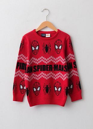 Spider man хлопчачий трикотажний светр з круглим вирізом та візерунком людина-павук з довгими рукавами lcw