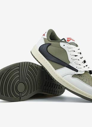 Кроссовки jordan 1 low x travis scott og sp reverse olive medium olive арт 2056