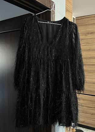 Чорна сукня з декором zara розмір xl