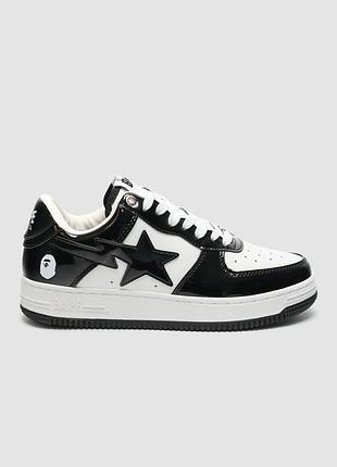 Bape a bathing ape bape sta patent leather black/white