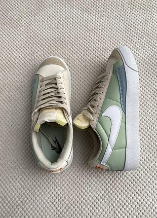 Nike blazer low77 vintage leather green beige розпродаж жіночі кросівки