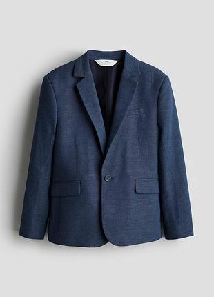 Темно синій піджак жакет блейзер із фактурної тканини h&amp;m 9-10 років
