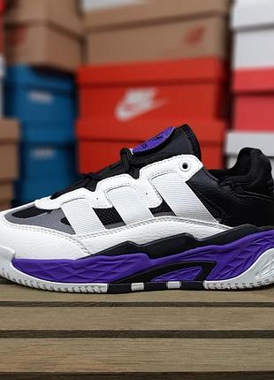 Женские кроссовки adidas niteball белые с сиреневым скипь