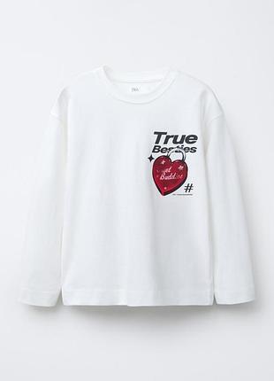 Дитячий лонгслів для дівчинки 122см zara білий (26021906a)