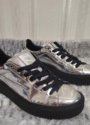 Идеальные кроссовки, кеды puma basket platform metallic, 40,5р., 26см