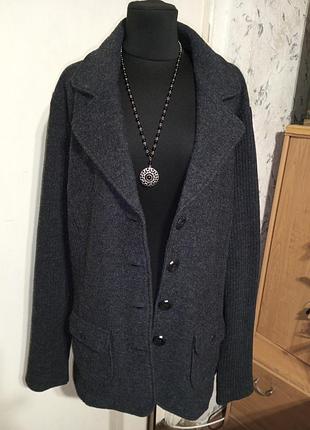 Woolmark шерстяной 75% трикотажной вязки пиджак-жакет с карманами батал tcm tchibo