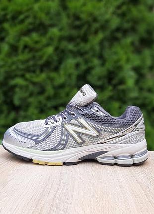 Мужские кроссовки new balance 860 серые с салатовым
