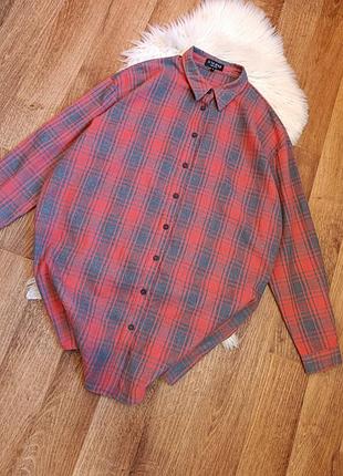 Рубашка рубашка оверсайз коттон клетка байка m/l(12)