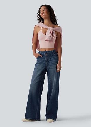 ✨ премиум jeans halara flex™ | асимметричный дизайн | новая коллекция ✨  💎 halara flex™ asymmetric mid rise wide leg jeans