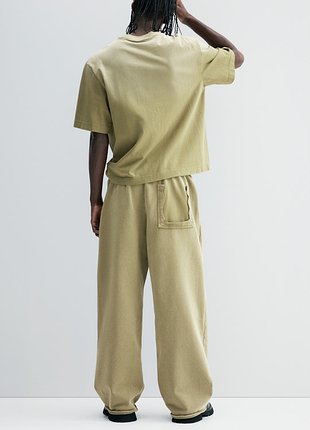 Спортивные штаны мужские h&amp;m, xl,l,оливка,хлопок,широкие,прямые, освободные,брюки,петля, беги,резиницы,на,завязках,хаки, демисезон, оливковые