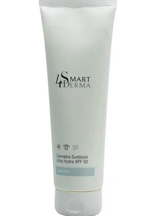 Ультра зволожуючий захисний крем spf 50 з олією канабісу smart4derma aquagen cannabia sunblock ultra hydra spf 50 230 мл