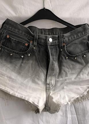 🖤 levi’s 518 custom vintage denim shorts | gradient & studs