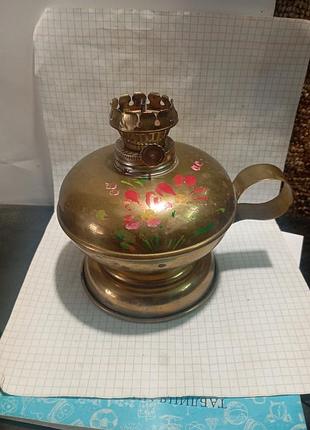 Антикварная масляная лампа с латунным цоколем