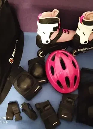 Роликовые коньки раздвижные + защита. / 5 предметов./ + сумка. rollerblade. на размер 36-39.