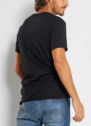 Футболка мужская kiabi, l,xl,хлопок,черная,прямая,легкая, лето,весная, хлопковая из хлопка, округлый вырез,демисезон,тонка