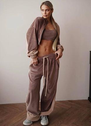 Жіночий велюровий костюм худі штани oversize sm lxl — стильний, комфортний