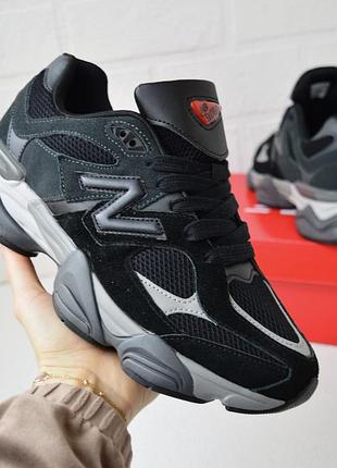 New balance 9060 black gray чорні з сірим кросівки чоловічі нью беленс кроссовки кросовки
