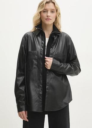 Кожаная рубашка ветровка zara