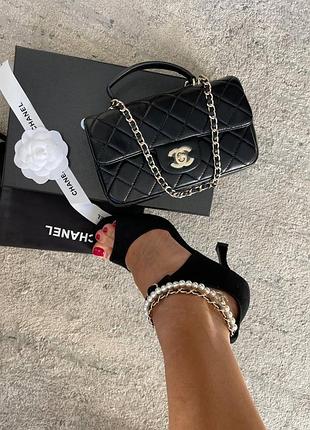 Туфлі чорні з підвісом намистом перлинами шанель chanel 4