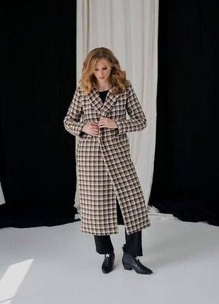 Рябе пальто густина лапка бежеве пальто міді модне пальто довге бежеве пальто довге пальто беж