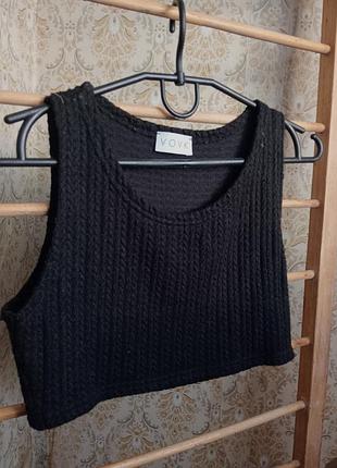 Черный вязаный топ vovk