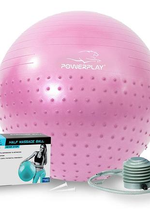 М'яч для фітнесу (фітбол) напівмасажний powerplay 4003 ø65 cm gymball ліловий + помпа