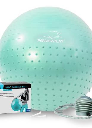 М'яч для фітнесу (фітбол) напівмасажний powerplay 4003 ø65 cm gymball зелений + помпа
