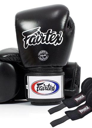 Боксерские перчатки fairtex bgv1 black 18 унций (бинты в комплекте)
