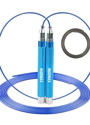 Скакалка скоростная на подшипниках алюминиевая madmax mfa-286 speed jump rope blue