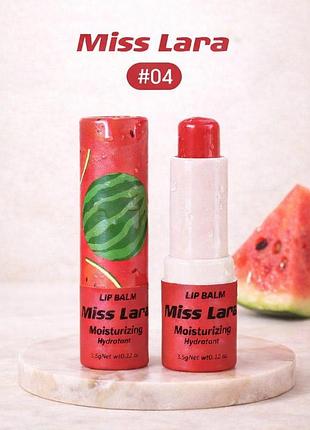Зволожуючий бальзам для губ miss lara watermelon №04 з ароматом кавуна, 3.5 г