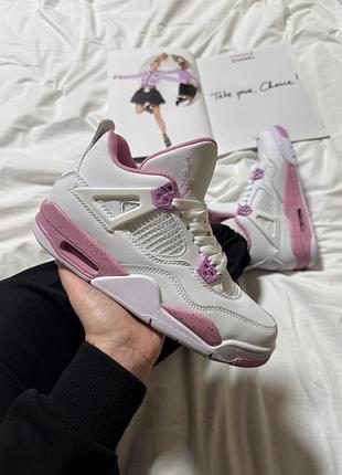 Nike air jordan 4 retro white pink areo(+2 пары шнурков)