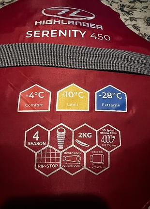Спальний мішок highlander serenity 450/-10°c red left