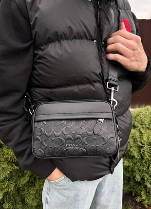 Сумка coach чорний монограм