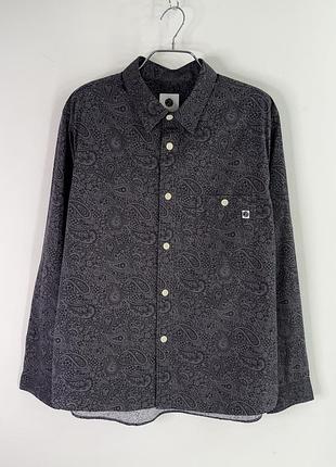 Pretty green men's tonal paisley long sleeve patterned shirt l size