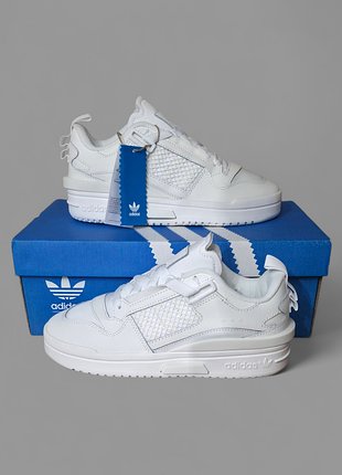 Женские - подростковые демисезонные кожаные белые кроссовки adidas forum mod low (39р/40р)