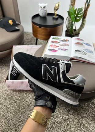 Мужские кроссовки new balance 574 full suede black grey