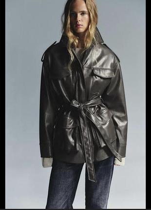 Zara куртка жіноча хакі штучна шкіра › zara new