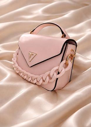 Розовая мини-сумка —  guess corina mini top handle flap 👉оригинал