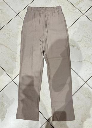 Брюки zara прямые бежевые