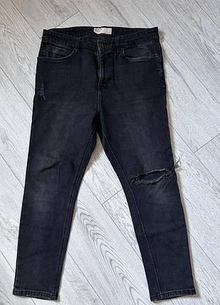 Мужские черные сarrot джинсы bershka w34 l30