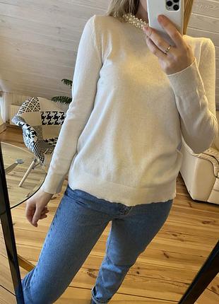 Светр zara з перлами на комірі шерсть!!!