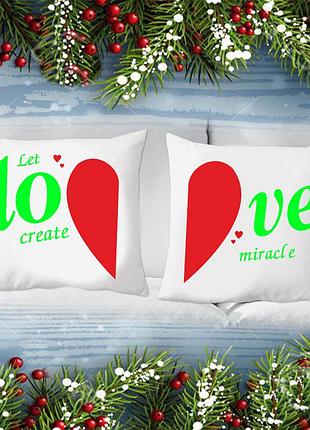 П000205 парні декоративні подушки з принтом "серце лове"
