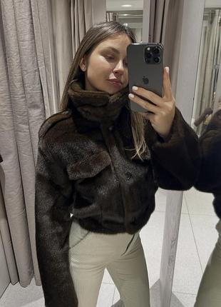 Шубка шуба бомбер куртка штучне хутро zara s