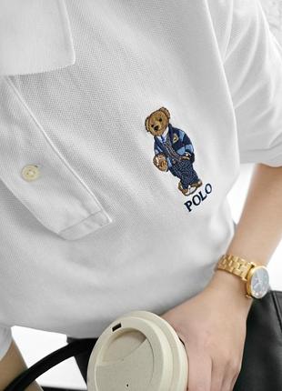 Белая футболка поло от polo bear by ralph lauren, оригинал polo bear white t-shirt by rl, unisex, size m, 100% cotton