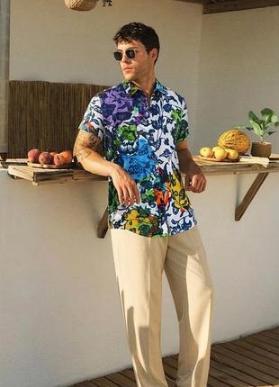 Квіткова чоловіча сорочка, теніска з тропічним принтом karl lagerfeld