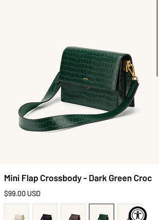 Сумка женская 76 pei mini flap crossbody - dark green croc (зелёная)