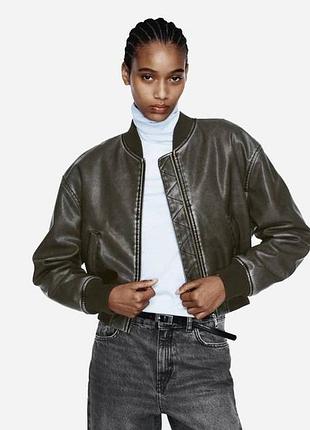 Винтажный бомбер женский zara (размер l)