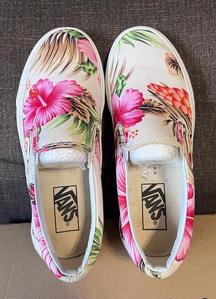 Стильні кеди сліпони vans з квітковим принтом 🌺🤍