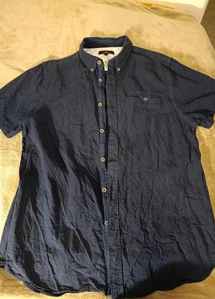 Рубашка,m/l, лён+хлопок, длина 74, грудь 110, плечи 46см