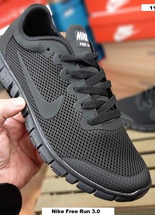 Чоловічі якісні та стильні  кросівки nike free run 3.0 black чорні